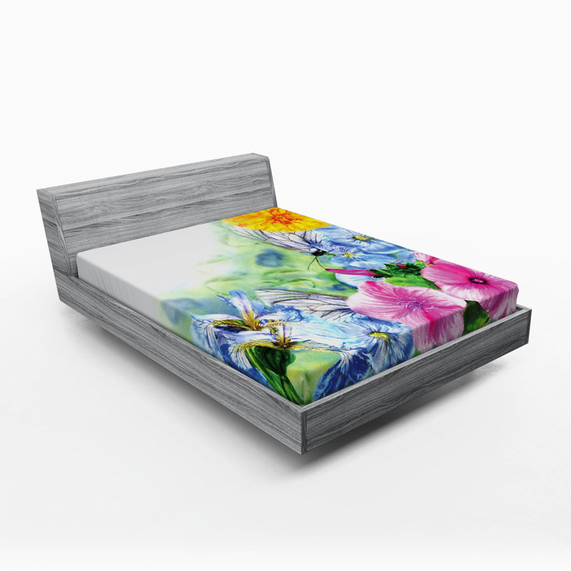 Microfiber Floral Fitted Sheet, Full Fitted Sheet