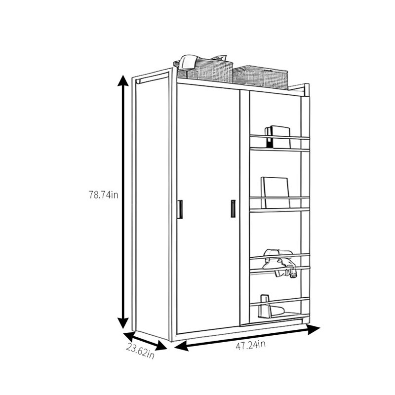 Garde-robe simple de couleur unie, H 79 po x l 47 po x P 24 po, Blanc