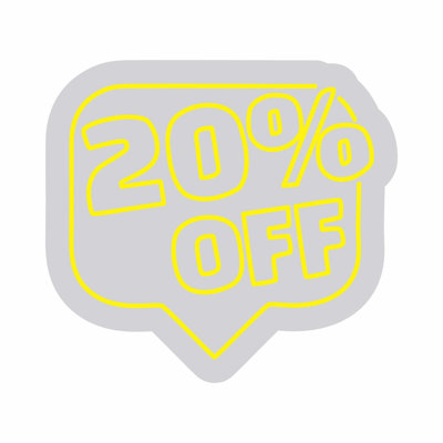  | 20% de rabais sur l'enseigne au néon | Enseigne au néon jaune vif avec tube flexible durable qui émet une lueur vive pendant plus de 50 000 heures sans gradation ni scintillement | 22 x 24 | Jaune