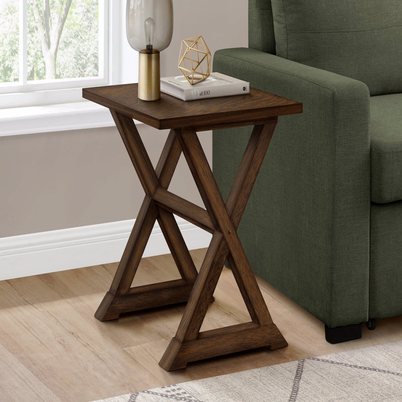 Table d'appoint, table de bout, table d'appoint, carré, table de chevet, lampe, transitionnel, Brun