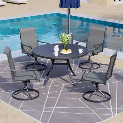 4- Person Round Dining Table With Swivel Chairs