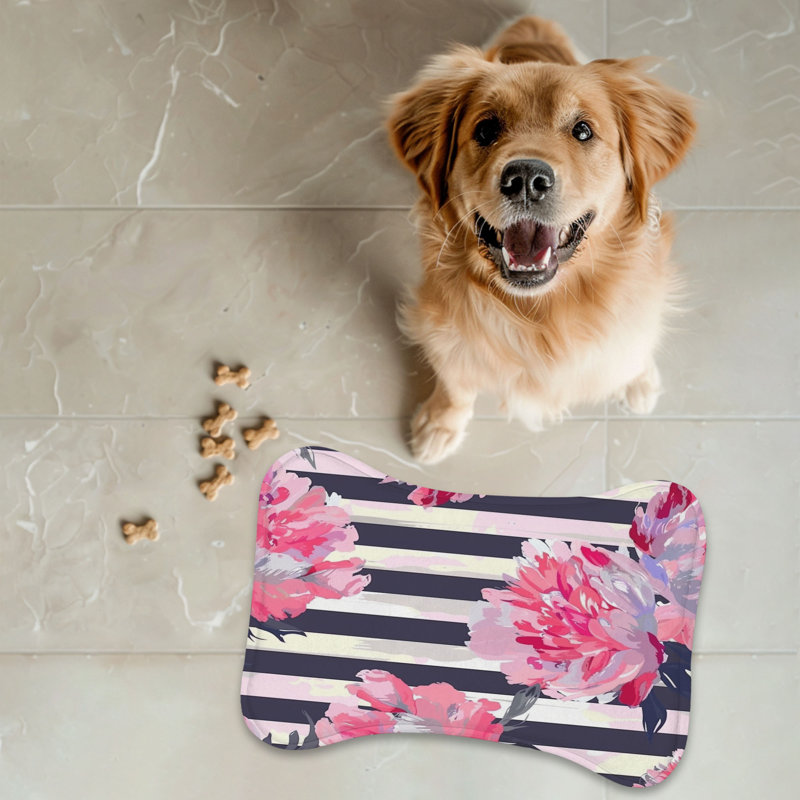 Striped Floral Designs - Tapis d'alimentation en os 1 pièce
