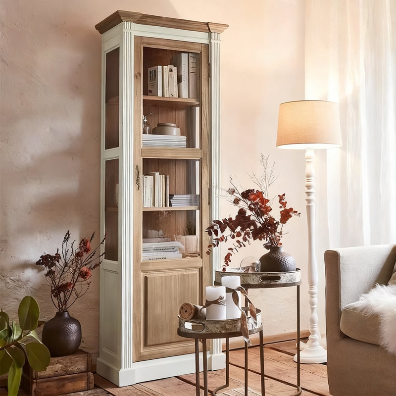 White + Brown Solid Wood Display Cases