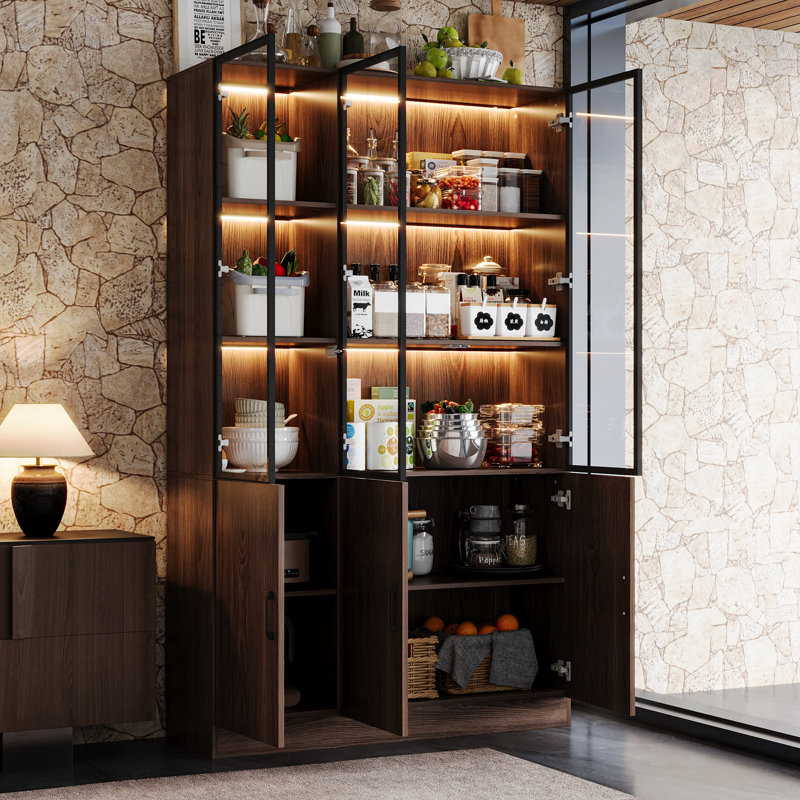 Vitrine avec porte en verre trempé et lumières réglables