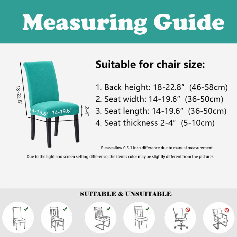 Housses de chaise, housses de chaise de salle à manger, protection de siège extensible, ensemble de 6, Turquoise