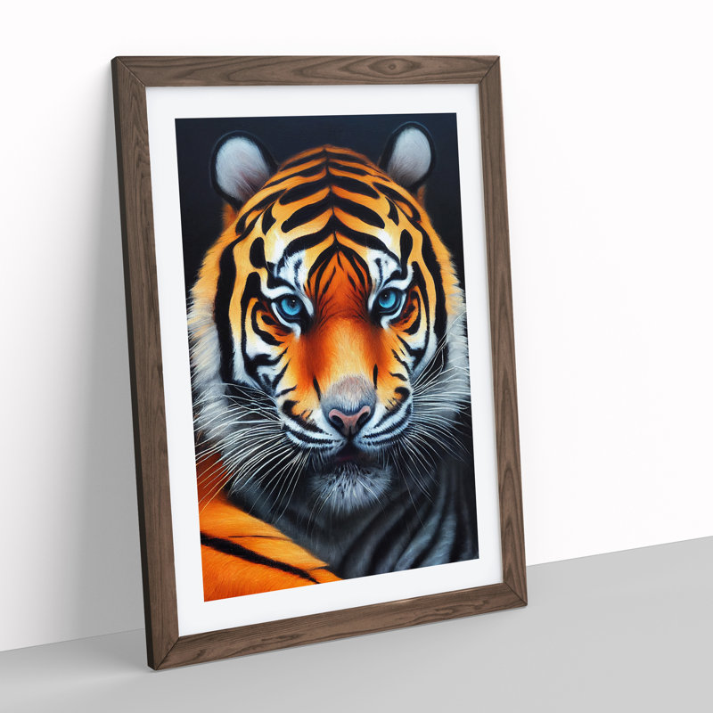 Fearless Tiger - Single Picture Frame Print, 34cm H x 25cm W x 2cm D, Walnut