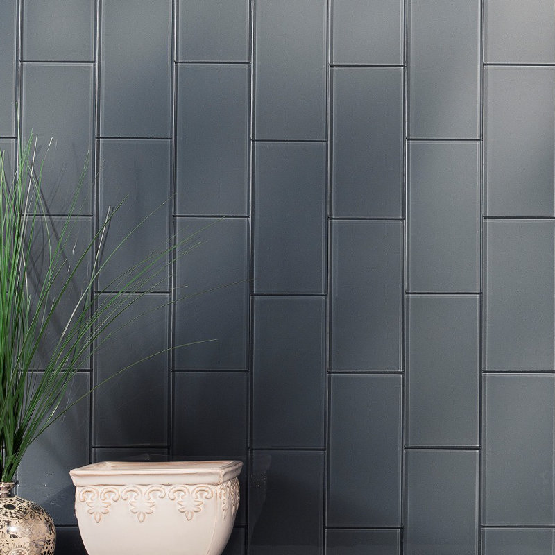 Aspect Peel and Stick 3in x 6 in Glass Tile 15 sq ft Backsplash Kit, Grey