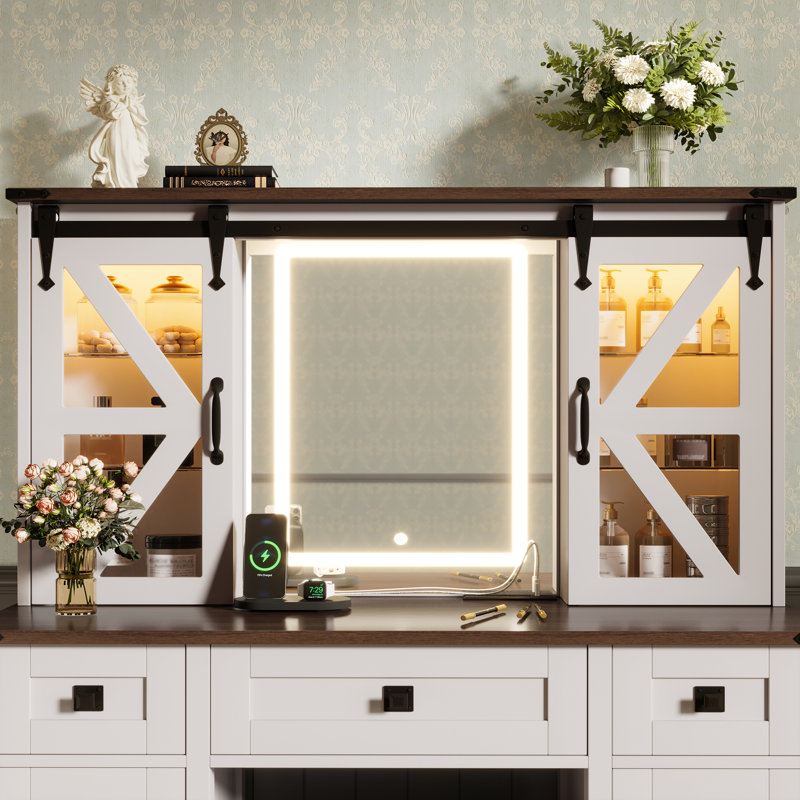 Meuble-lavabo 43,3 po avec miroir éclairé Farmhouse