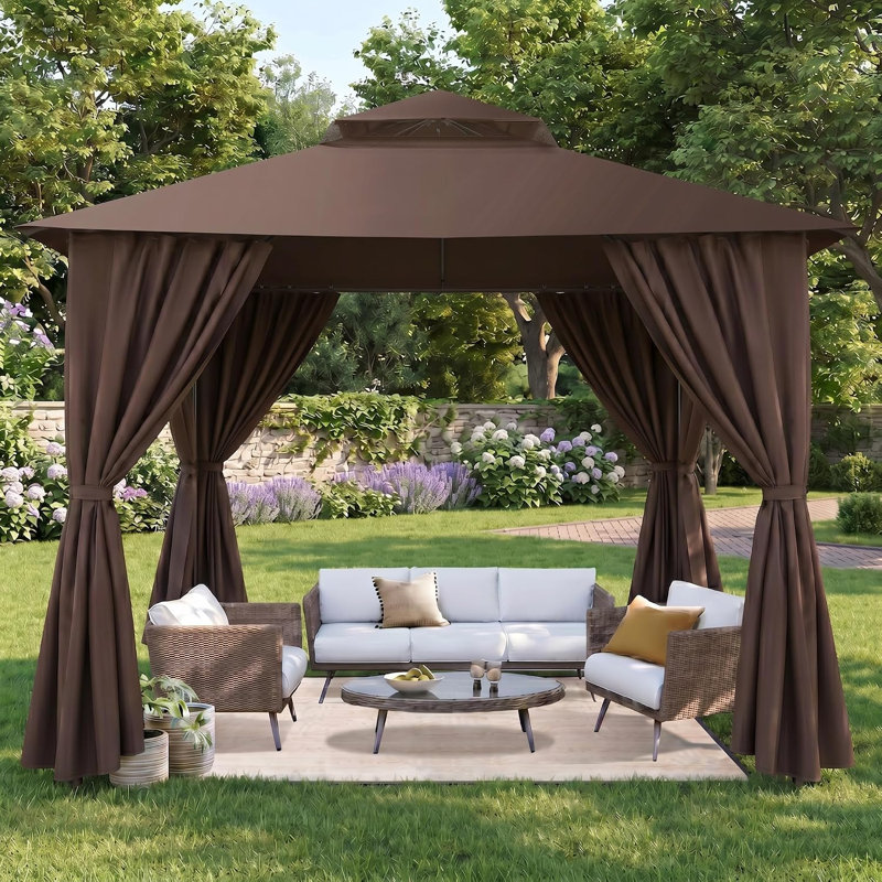 Auvent d'extérieur 10 'x 10', tente avec parois latérales, Brun