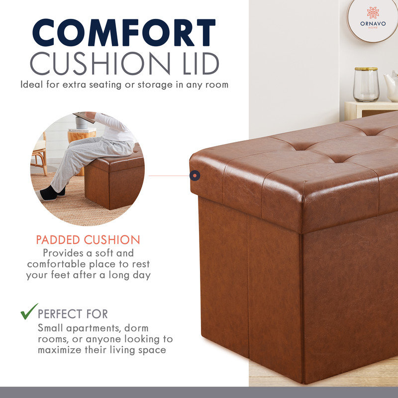 Faux Leather Ottoman, Mocha
