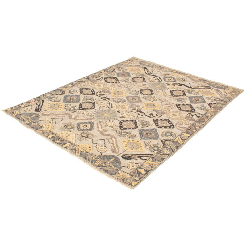 Tapis intérieur de couleur gris clair 7 pi 11 po x 10 pi en laine à main one-of-a-kind-noué la 2010 Burmaster