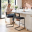 Tabouret de bar et de comptoir rembourré avec dossier en rotin Marlow-882574117-881468635-882574118