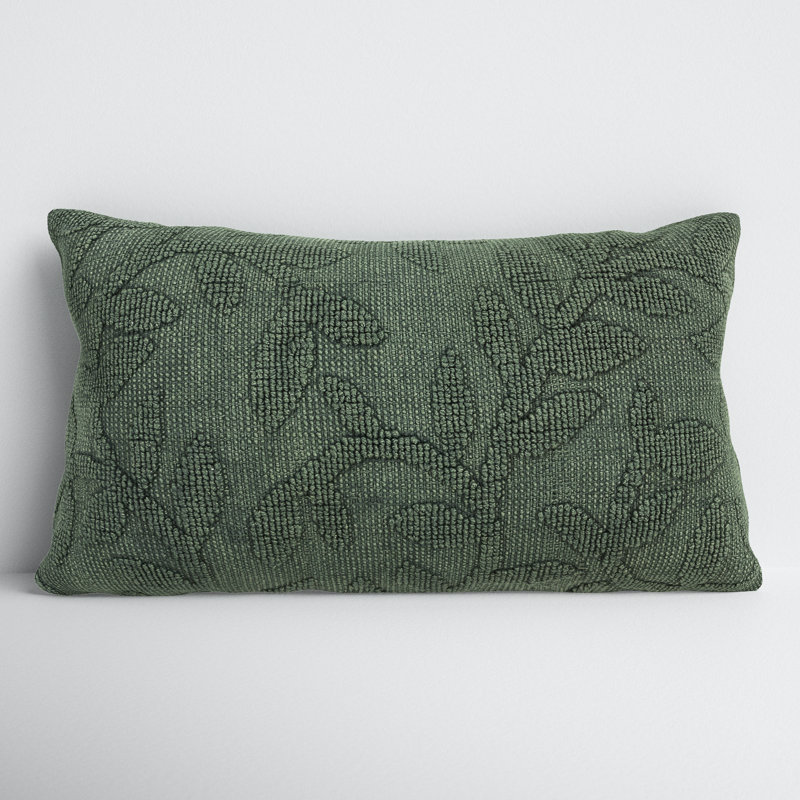 Bess 100% Cotton Lumbar Pillow Cover & Insert, Green