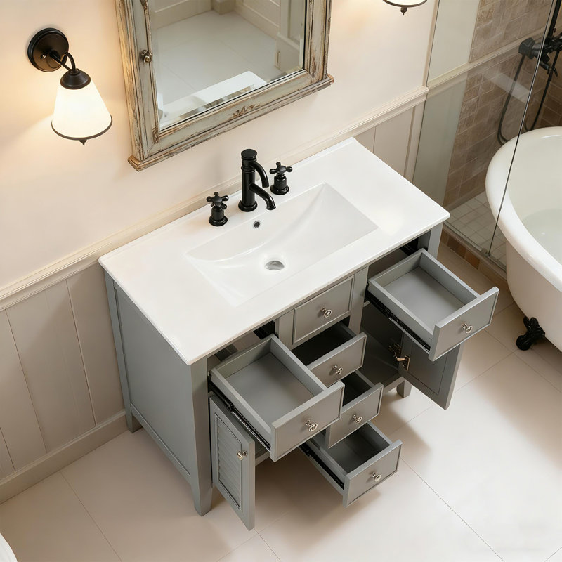 Meuble-lavabo gris 36 po