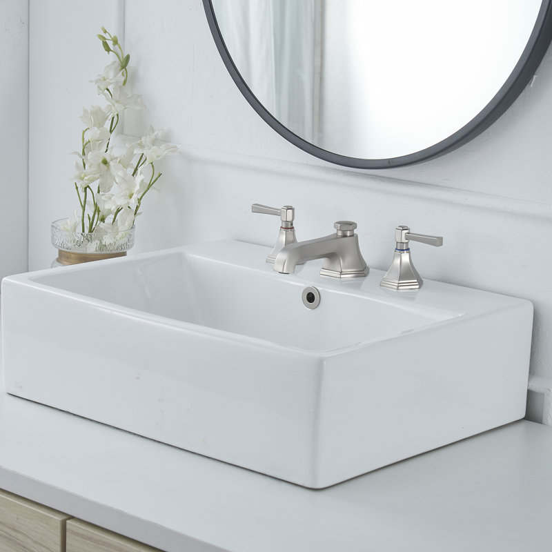 Robinet de salle de bain à 2 poignées avec drain, Nickel brossé