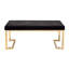 Banc élégant et minimaliste avec siège rembourré noir et base en métal champagne, parfait pour les intérieurs modernes.