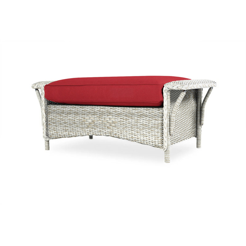 Nantucket Outdoor Ottoman, Canvas Black Sunbrella® Canvas, Antique White