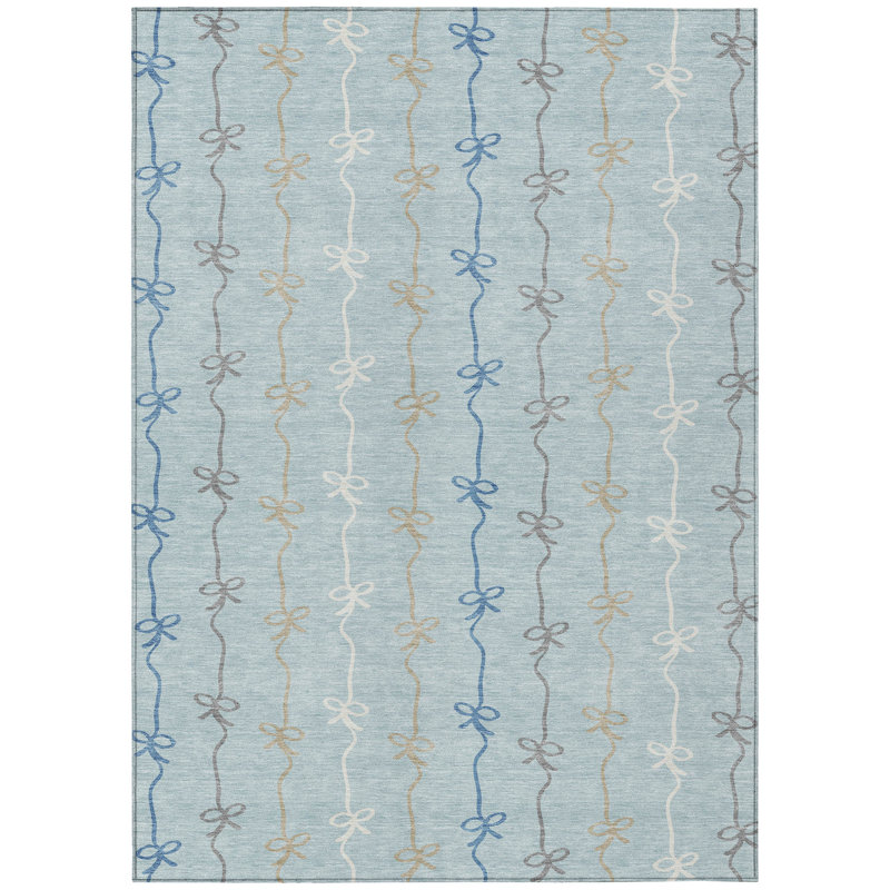 Machine Washable Indoor/Outdoor Chantille ACN2593 Kids Rug, Sky, 5' x 7'6"
