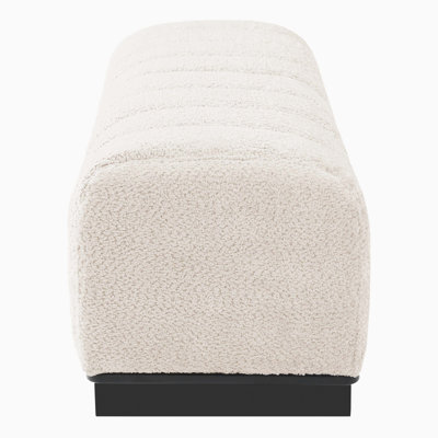 Faux Fur Upholstered Bench with Rubber Wood Legs, Comfortable Indoor Seating