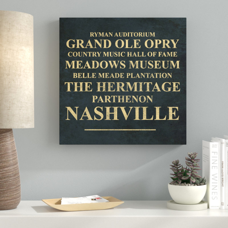 Repères de nashville-impression d’art textuel, Toile tendue, H 40 po x l 40 po x P 1,5 po