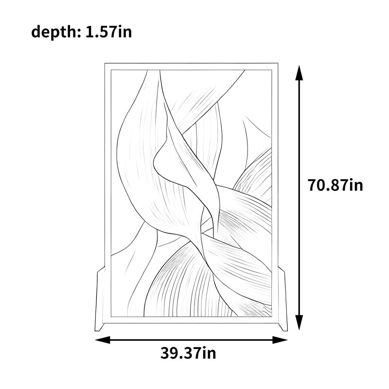 Paravent moderne en bois abstrait, H 70,87 po x l 39,37 po x P 1,57 po, Bleu / brun / blanc / vert