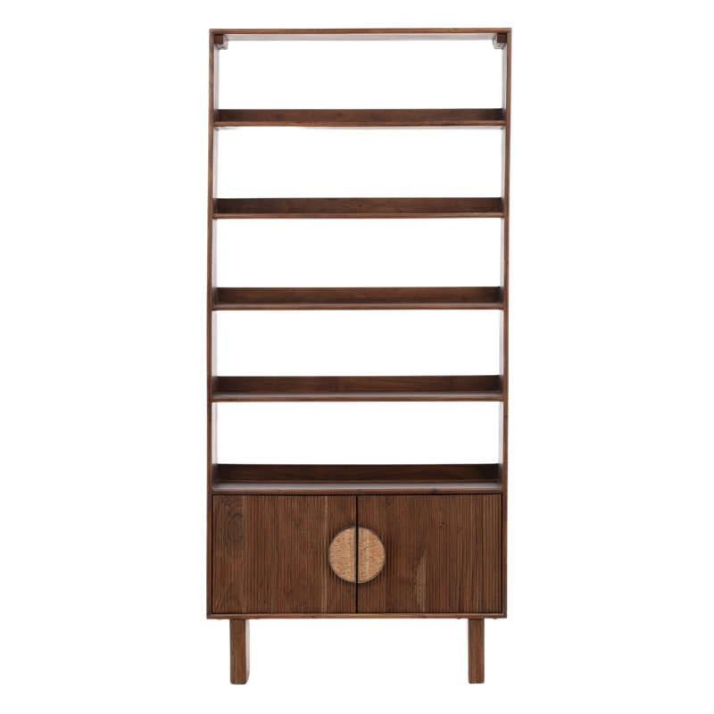 Silvie 5-Tier Acacia Bookcase, Walnut