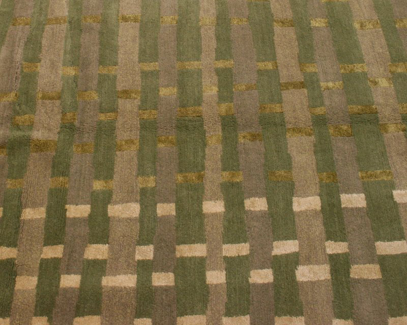 Rag Striped Area Rug in Beige/Green/Gray, Rectangle 3' x 5'