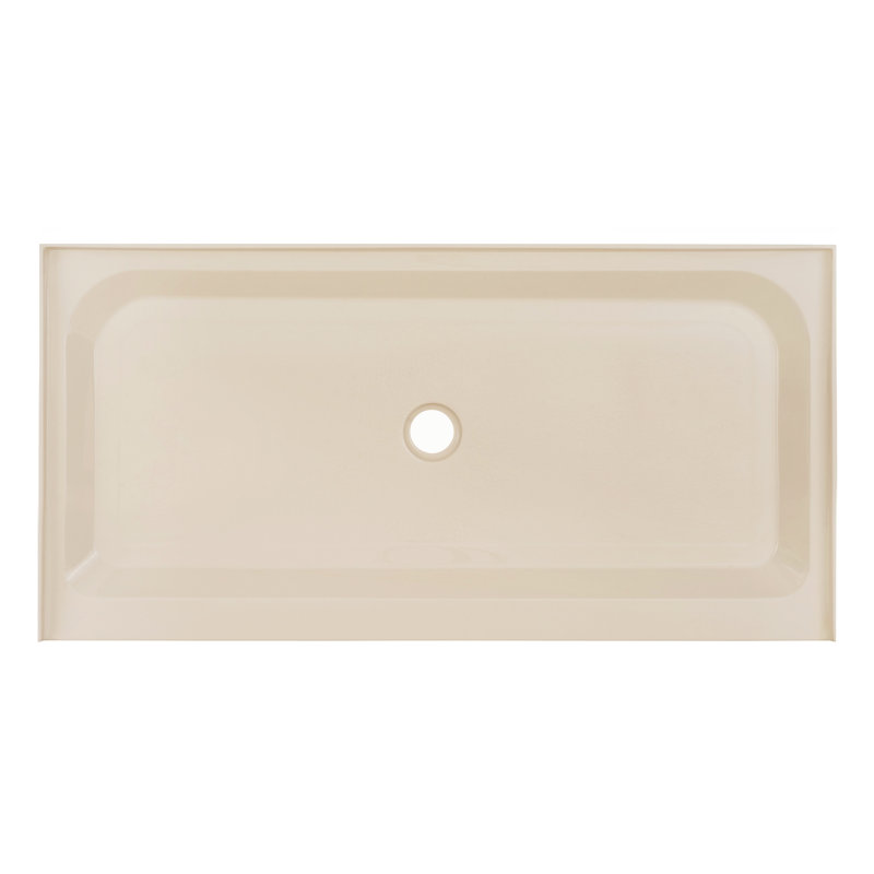 Voltaire 60" x 30" Single-Threshold, Center Drain, Shower Base, Biscuit