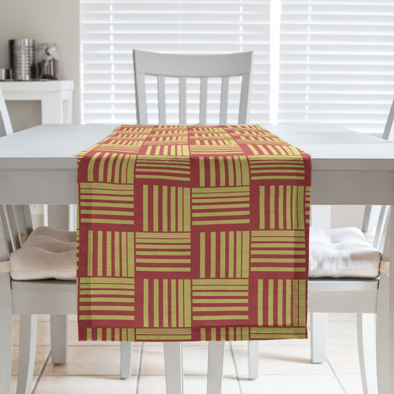 Fractured Stripes Table Runner, 16" x 72", Red/Yellow