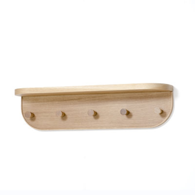 Phillipa 5 - Hook Wall Mounted Coat Rack with Storage in Oak