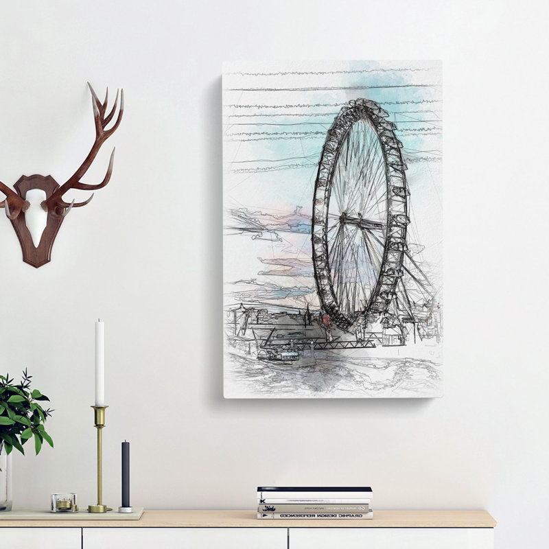The London Eye - Wrapped Canvas Drawing - Wrapped Canvas, 76cm H x 50cm W x 3cm D