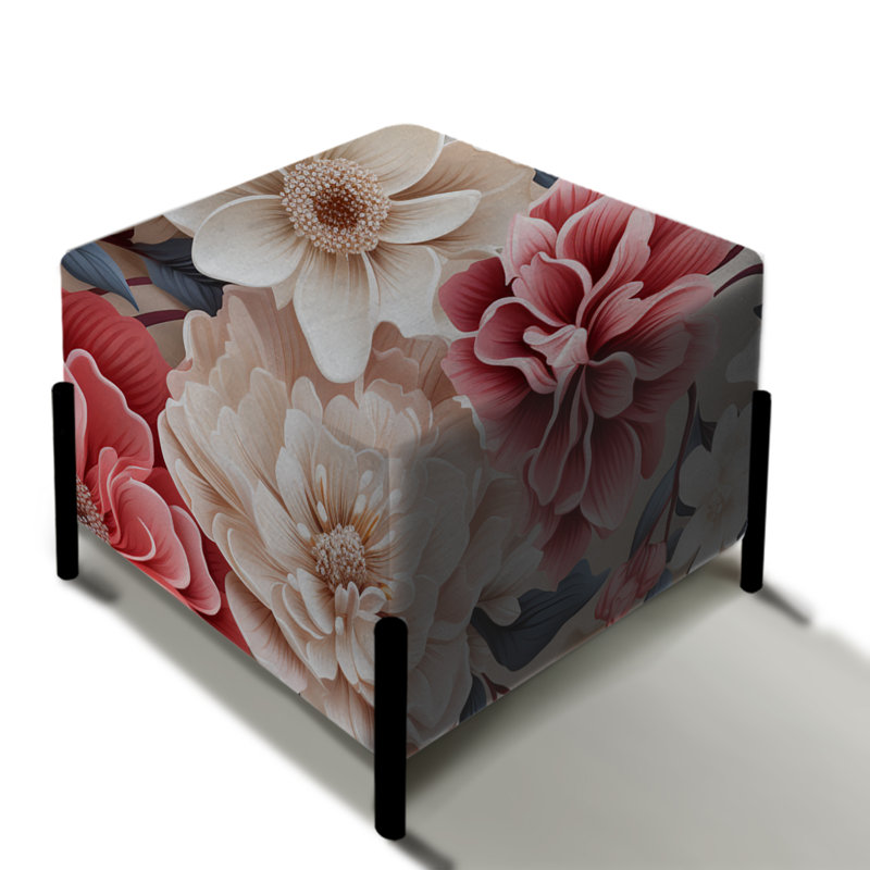 Repose-pieds floral rose et blanc avec dentelle romantique chuchotement IV