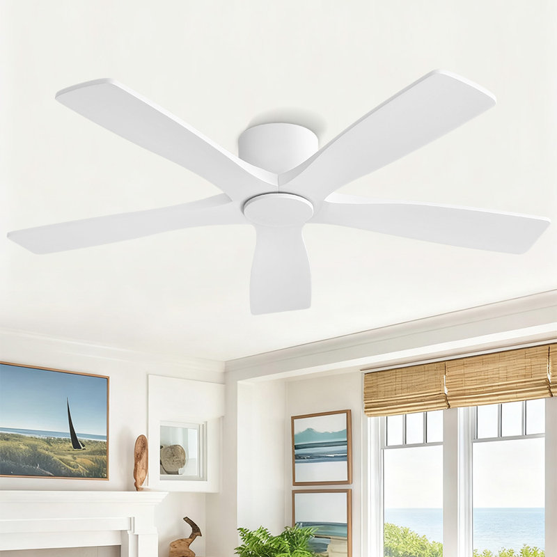 Ventilateur de plafond encastré avec moteur à courant continu et pales en bois massif 48 pouces Milan avec télécommande, Milan