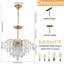 Lustre en fer doré et cristal à 6 lumières de 50 cm (19,7 po) avec chaîne réglable pour salle à manger, salon et entrée-478399523
