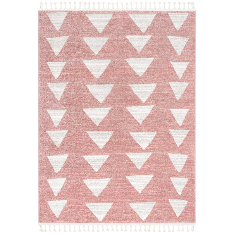 Kennedy Triangles Pink Children's Rug, Rectangle 120 x 160cm