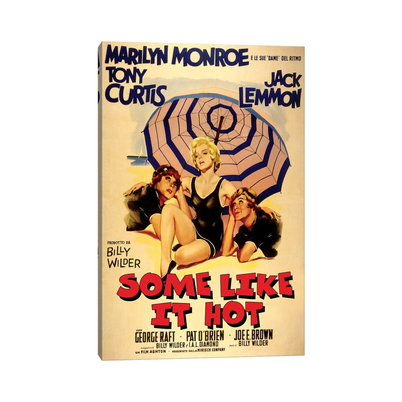 Some Like It Hot Film Poster (Italian Market) by Radio Days - Print on Canvas, 20.32 cm H x 30.48 cm W, Wrapped Canvas