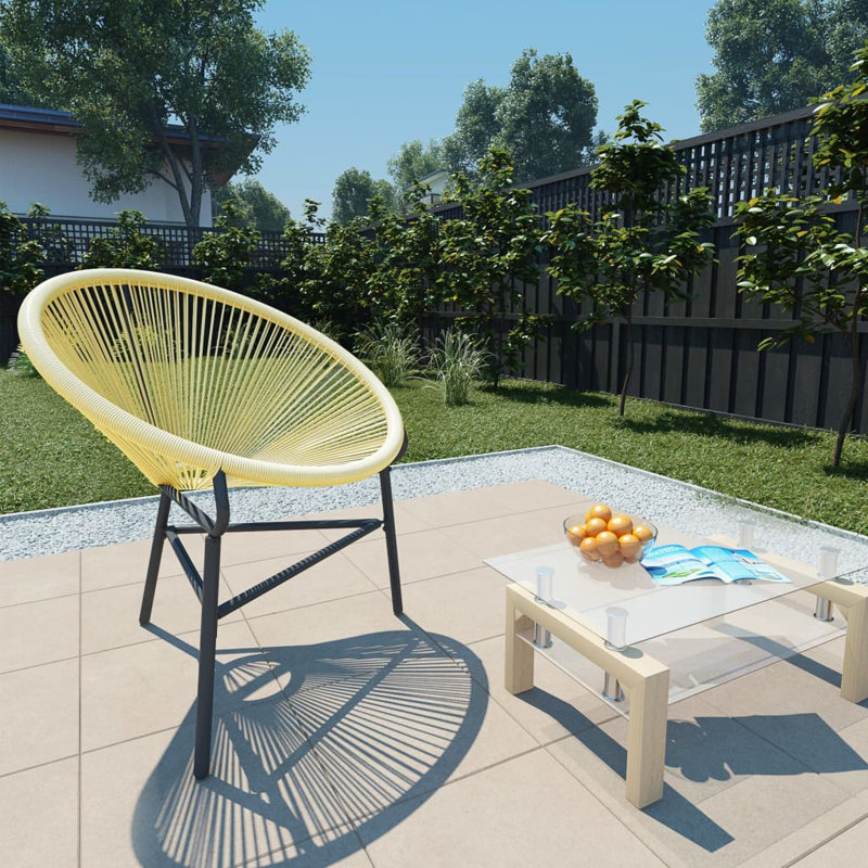 Donella Wicker Outdoor Lounge Chair, Beige/Black