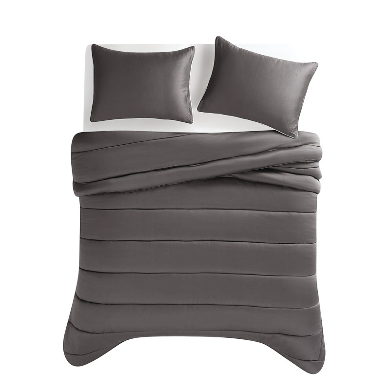 Ensemble d'édredon en satin de coton 2 pièces Christian Siriano NY, Édredon pour très grand lit + 2 très grandes ta