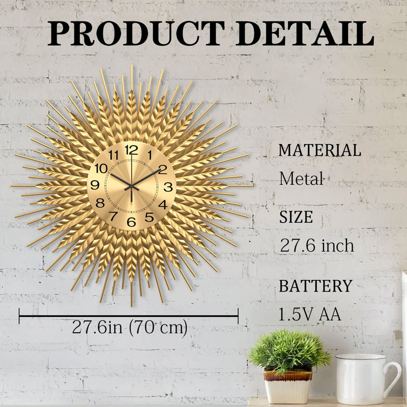 Gold Wall Clock, Large