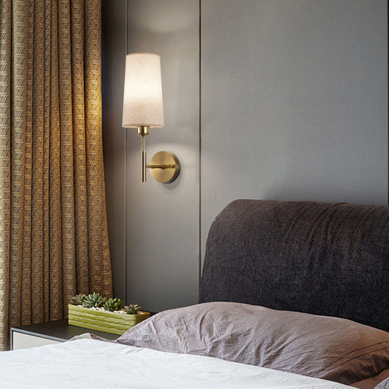 Jaterria Solid Brass Armed Sconce, Linen, Gold