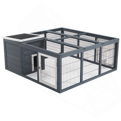 Cage à lapin avec cage principale rabattable et ouverte