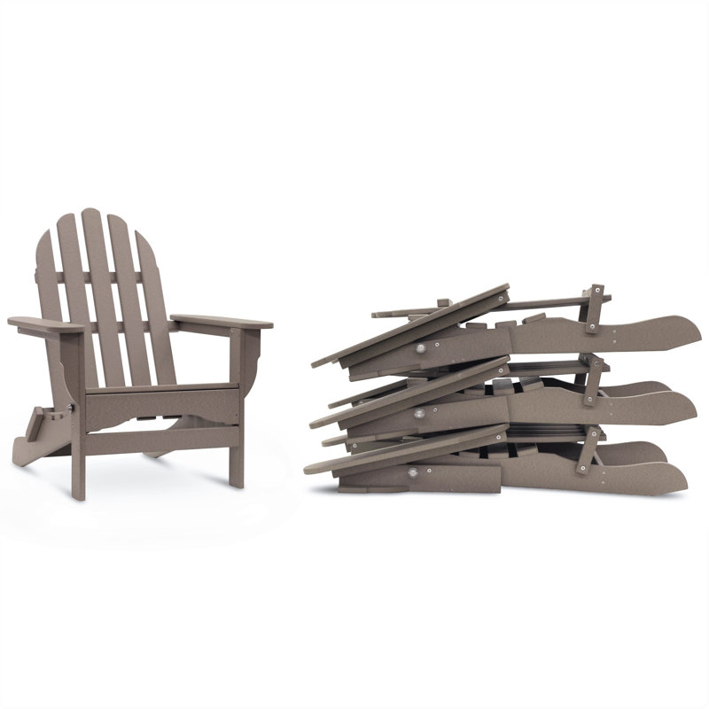 Chaise Adirondack pliante en plastique / résine Leighton, Bois patiné