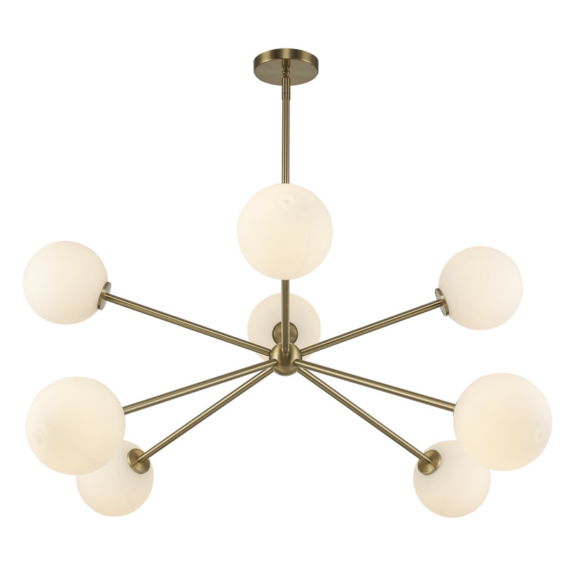 Luminaire suspendu Spoutnik à 8 lumières Orabell, Or antique
