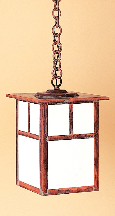 Lanterne suspendue d'extérieur 1 lumière Hylan, H 10,25 po x l 7,25 po / suspente en T inversé, Cuivre brut