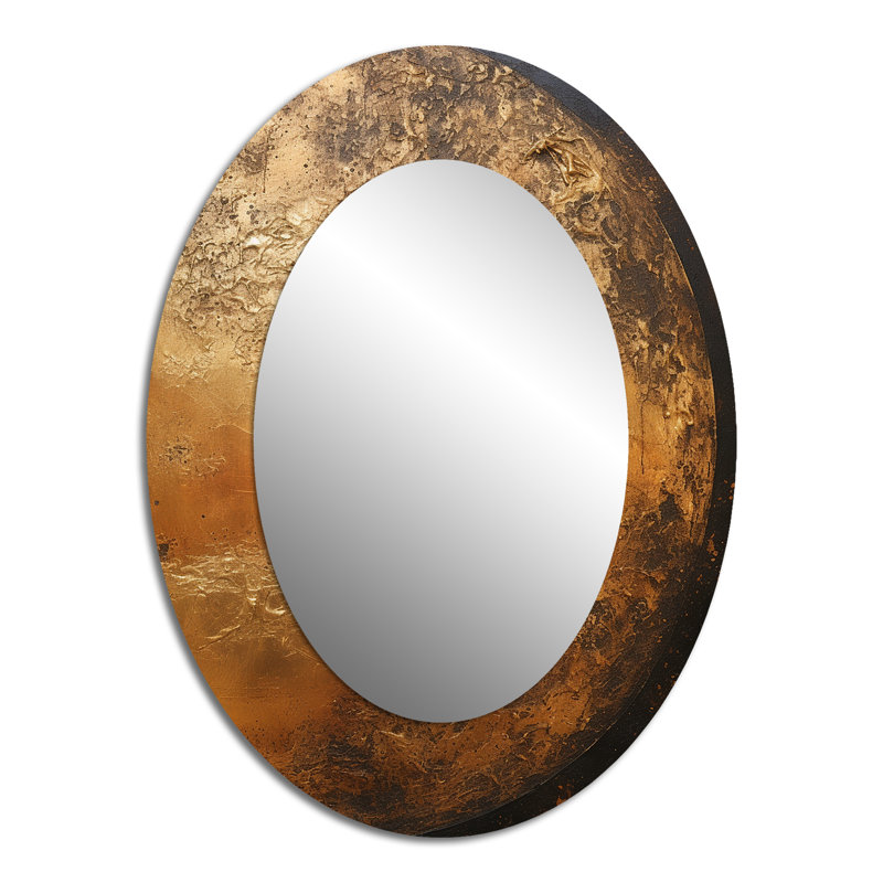 Bronze Moon Beam - Large Wall Mirror On Metal, 40" x 30", Oval