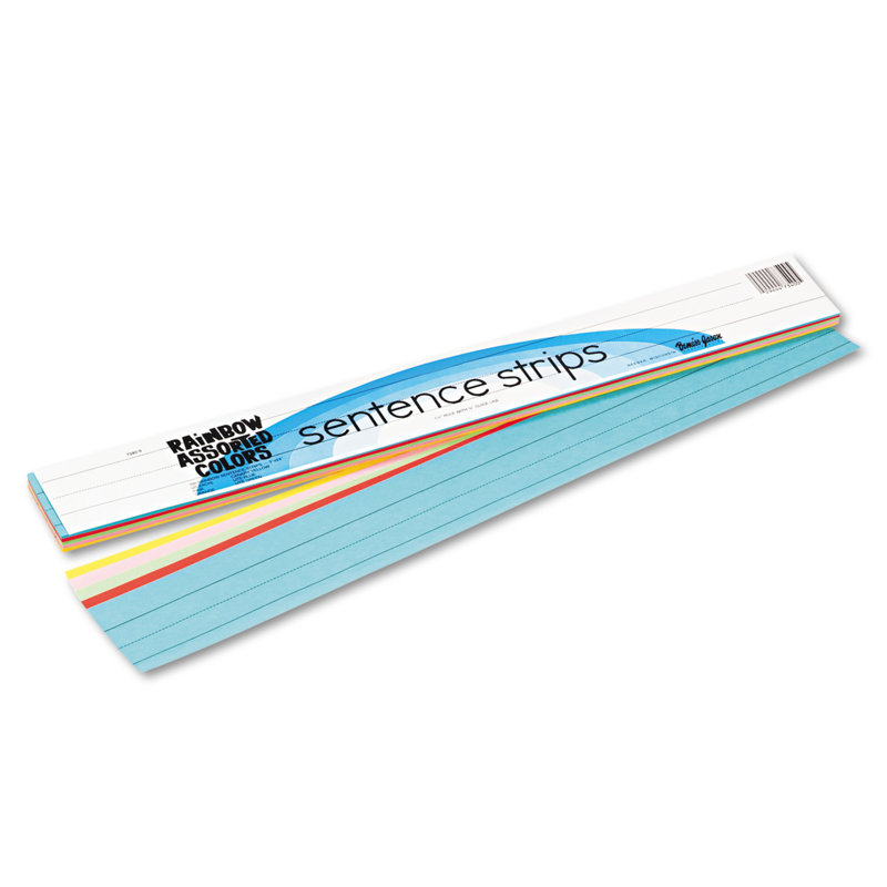 Assorted Color Rainbow Kraft Sentence Strips, 3" x 24", 100 Pack