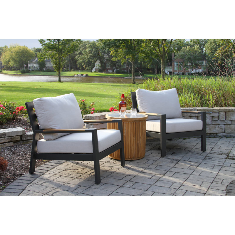 Jayton Black Aluminum Armchairs with Sunbrella