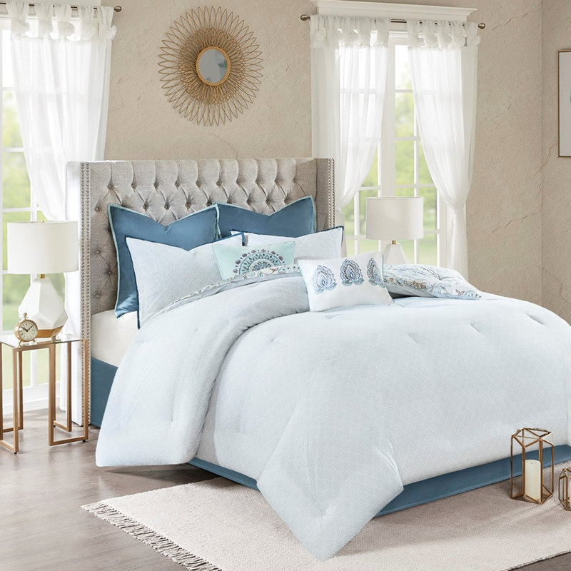 Literie en coton bleu très grand réversible