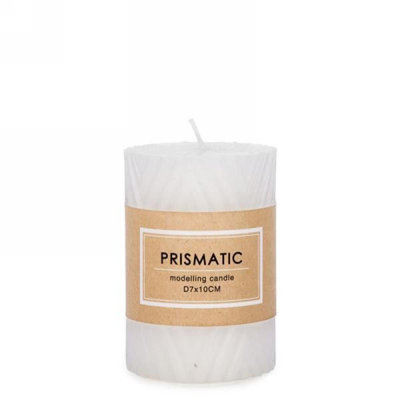 Ridged White Pillar Candle