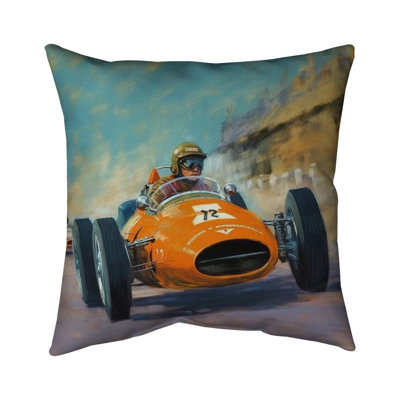 Overtaking Gray Poly Twill Throw Pillow – Poly Twill Throw Pillow with Insert, Double-Sided Print